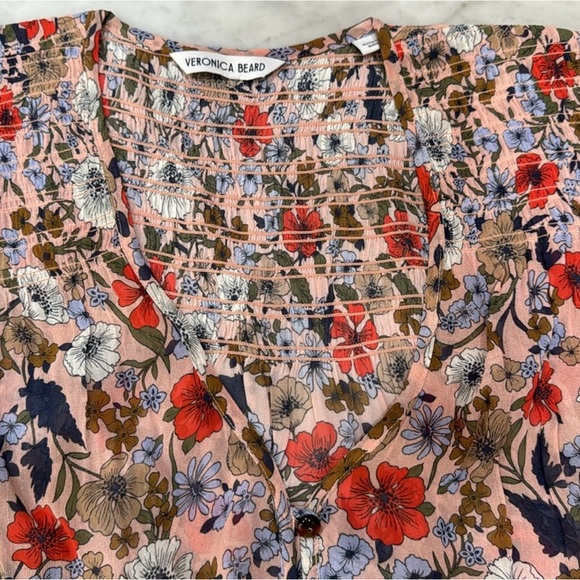 Veronica Beard Boho Floral V-Neck Blouse - Picture 3 of 6